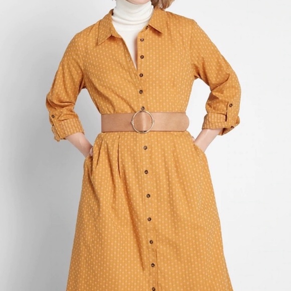 ModCloth Broadcast Coordinator Button Down
Shirt Dress Marigold | size 16 - Picture 7 of 11